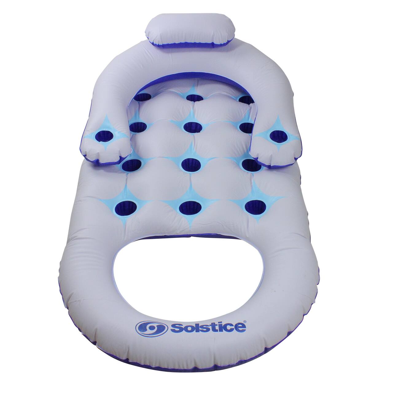 Solstice 68" Blue & White Inflatable Pool Lounger Float
